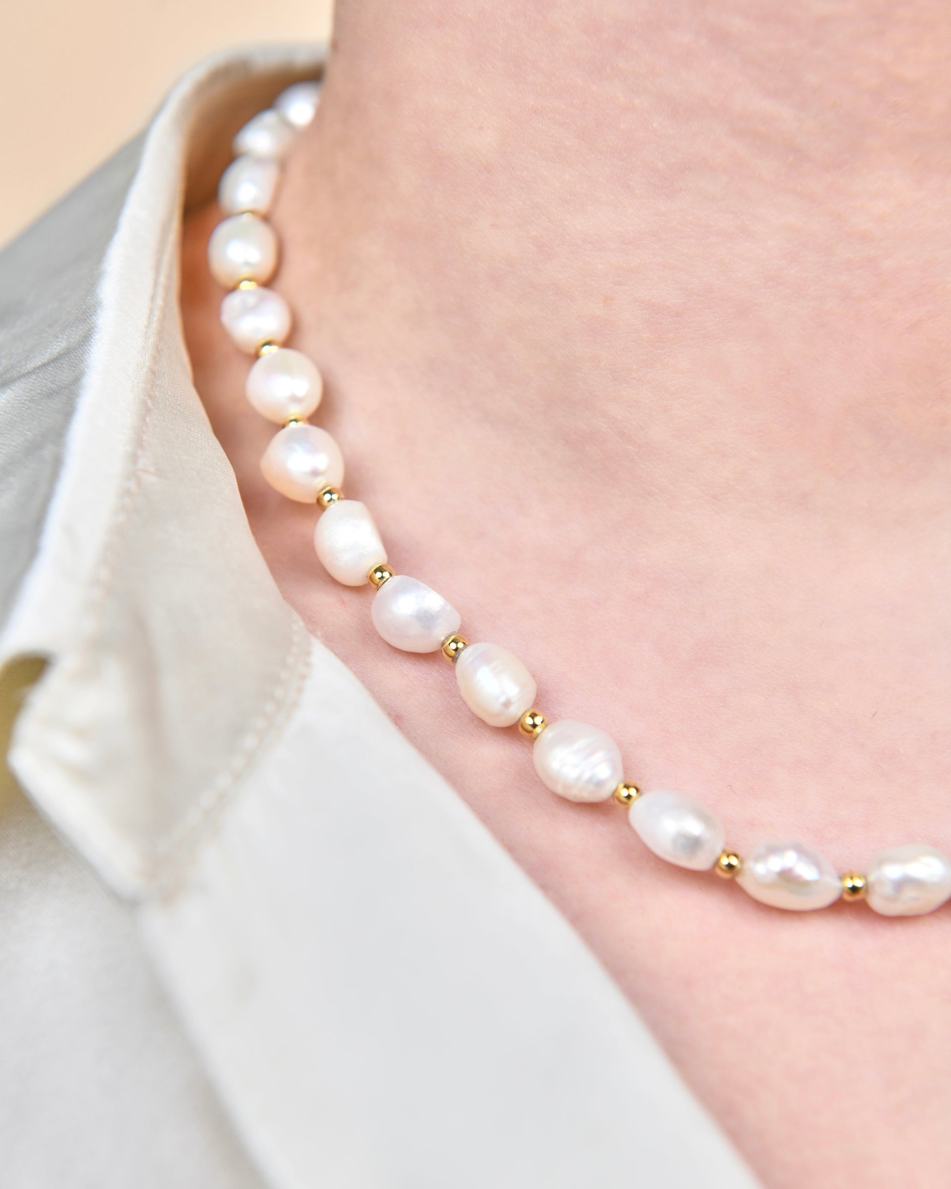 Halskjede dame gull choker perle perlesmykker gullsmykke gullsmykker sølv